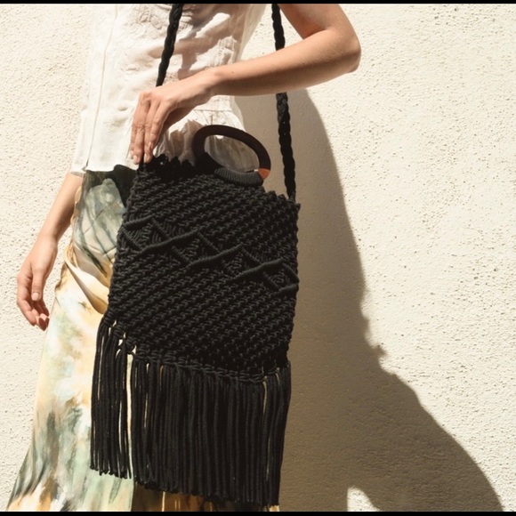 NWT Danielle Nicole Fringe Macrame Crossbody Bag - Picture 7 of 10